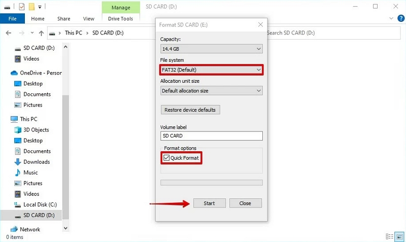 Format the SD Card on Windows step 3 | GoPro sd card error recovery