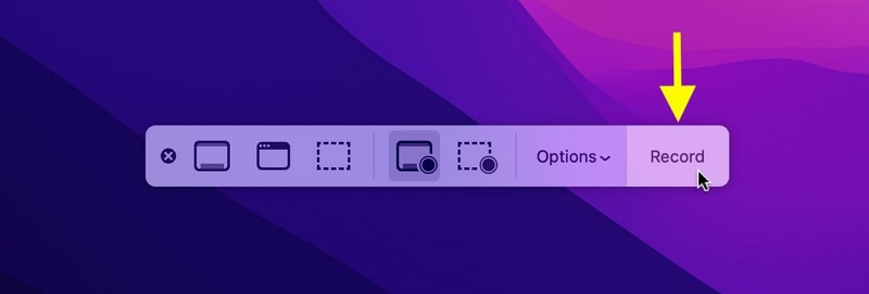 using the Screenshot Toolbar step 2 | how to screen record on mac