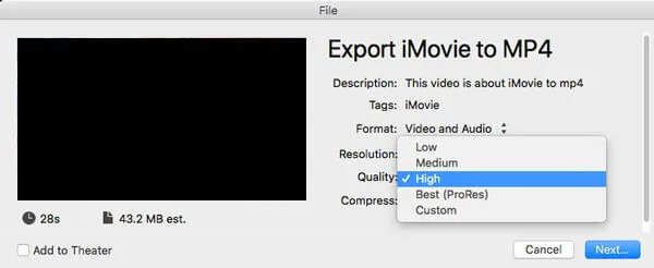 iMovie step 3 | convert imovie to mp4