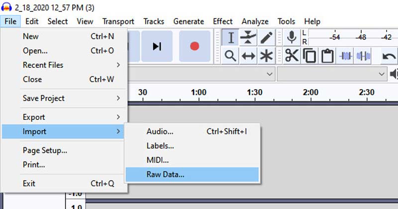 select Import and choose Raw Data
