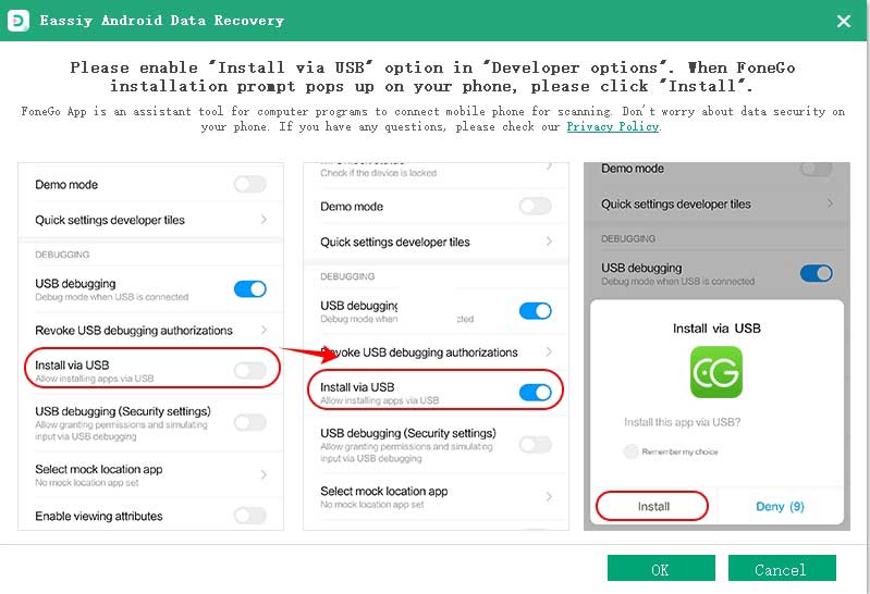 Verwenden von Easy Android Data Recovery Schritt 4 | Wiederherstellen von Snapchat-Fotos Android ohne Computer