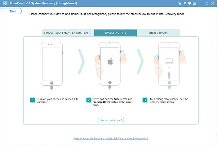 FonePaw iOS Systemwiederherstellung Schritt 3 | iphone wiederherstellung itunes