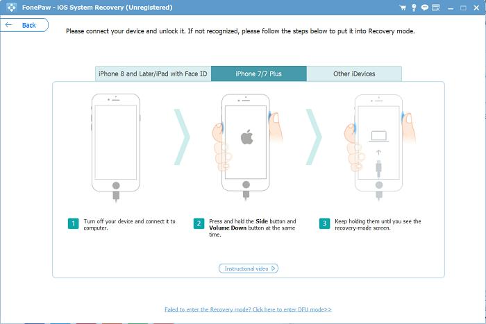 FonePaw iOS system recovery step 3 | iphone recovery itunes