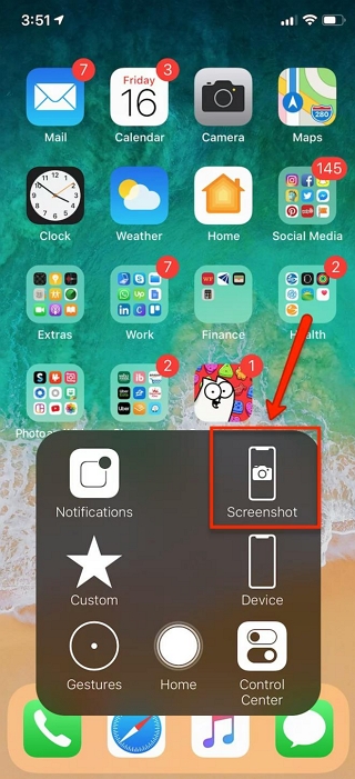 Using Assistive Touch step 3 | how to take a long screenshot on iphone