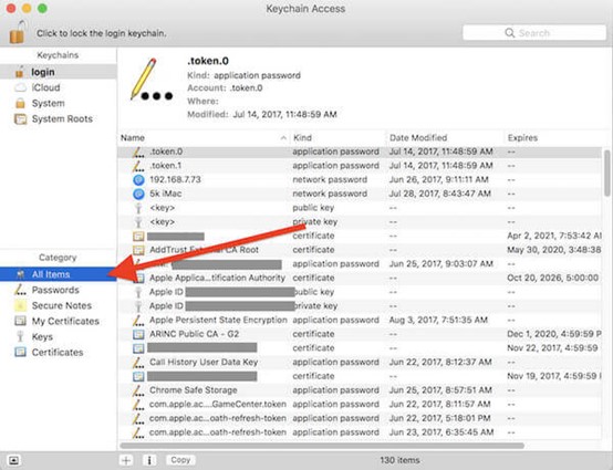 use the Keychain Access application mac step 2