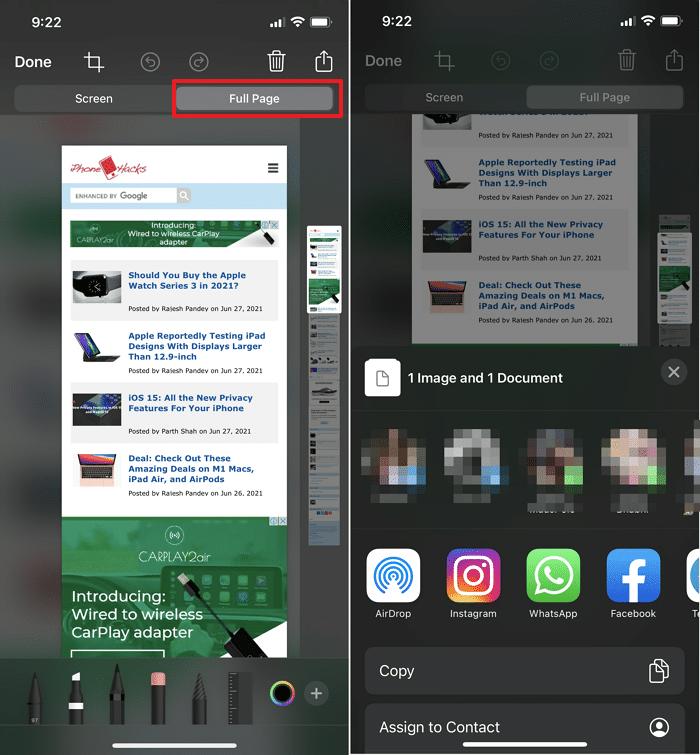 Ohne Apps von Drittanbietern Schritt 3 | So erstellen Sie einen Screenshot einer ganzen Seite auf dem iPhone