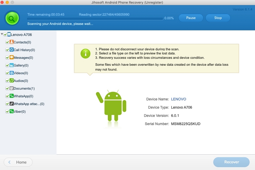 Jihosoft Android Data Recovery (Mac) | best video recovery app for android