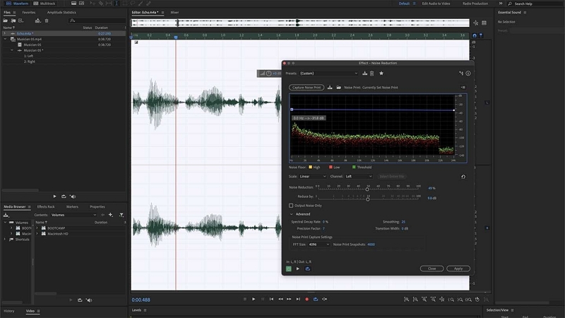 Adobe Audition ステップ 3 でヒスノイズを除去する