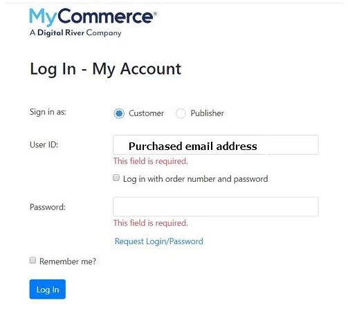 log in mycommerce