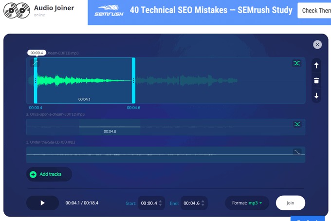 Verwenden des Online-Tools Schritt 2 | MP3-Dateien zusammenführen