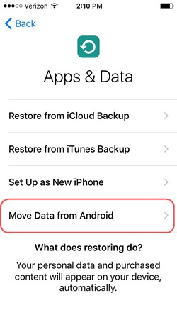 Move to iOS app step 1 | transfer messages from android to iphone