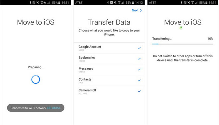 Move to iOS app step 4 | transfer messages from android to iphone