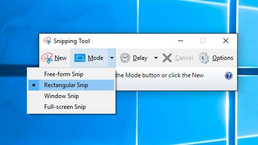 mode snipping tool | screen capture windows 10