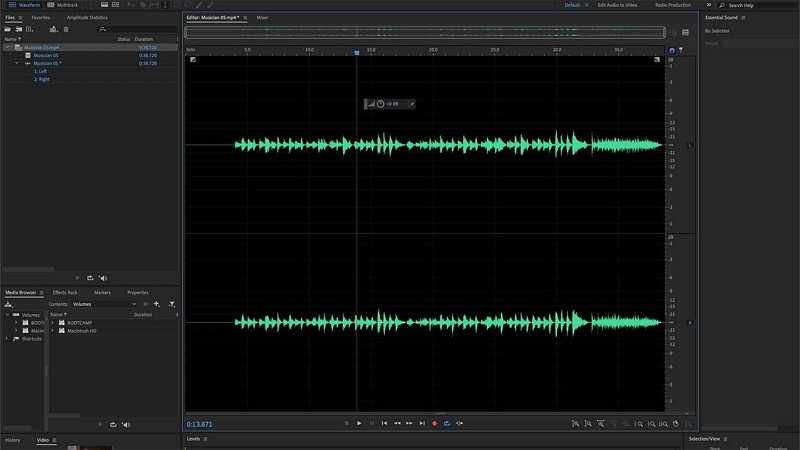 Remove Hiss with Adobe Audition step 1