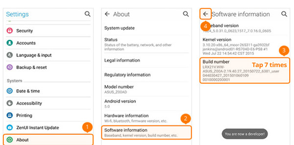 ASUS-Telefon Schritt 1 | Aktivieren Sie den USB-Debug-Modus