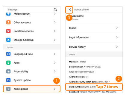 MEIZU Phone step 1 | Enable USB Debug Mode