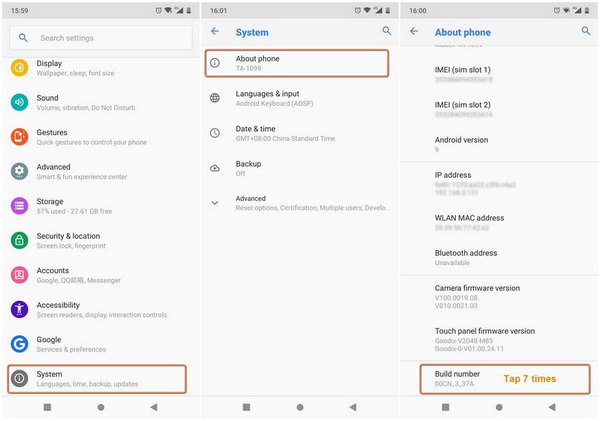 Nokia-Telefon Schritt 1 | Aktivieren Sie den USB-Debug-Modus