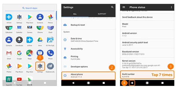 Google Phone step 1 | Enable USB Debug Mode