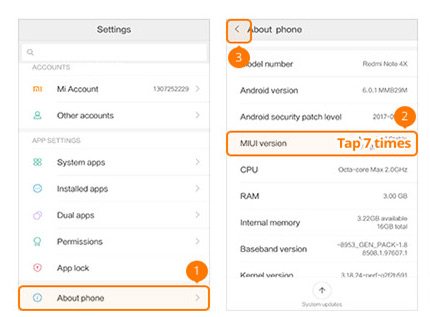 Xiaomi-Telefon Schritt 1 | Aktivieren Sie den USB-Debug-Modus