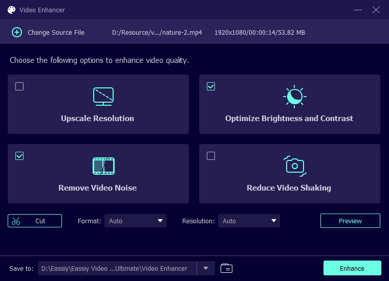 select video enhancing options