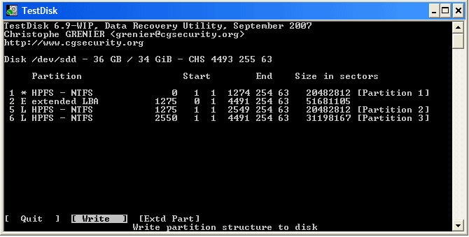 using TestDisk partition recovery step 7 | testdisk recover partition
