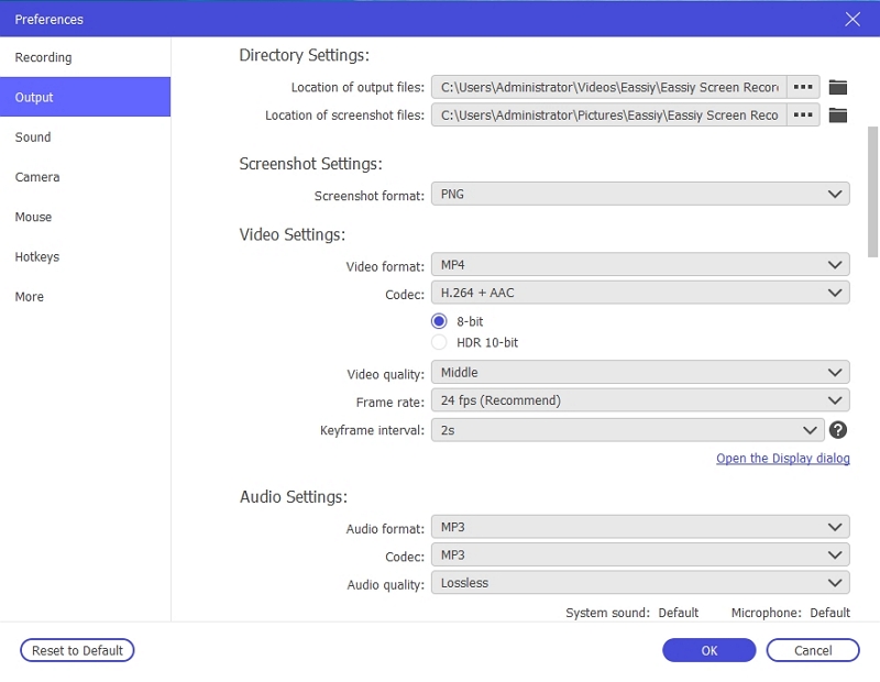 select output format