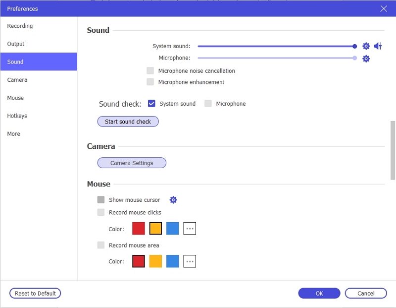 Eassiy screen recorder ultimate preferences | Screen Record PC With Sound