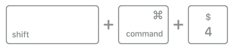 Shift + Command + 4 | how to print screen on mac