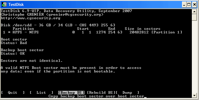 using TestDisk partition recovery step 8 | testdisk recover partition