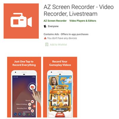record 4k phone with AZ screen recorder step 1 | 4k screen recorder pc