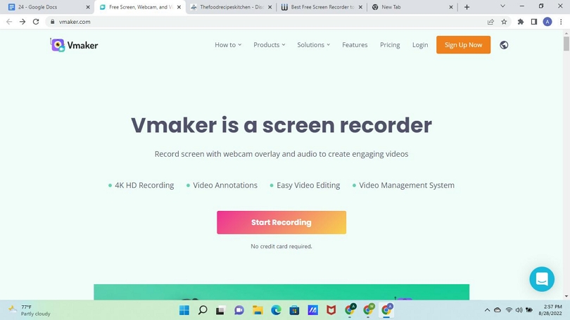 vmaker オンライン ツールを使用して 4K 電話を録音するステップ 1 | 4K スクリーンレコーダー PC