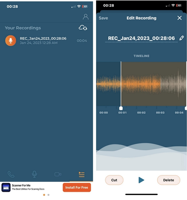 Using Call Voice Recorder step 4 | how to record audio on iphone