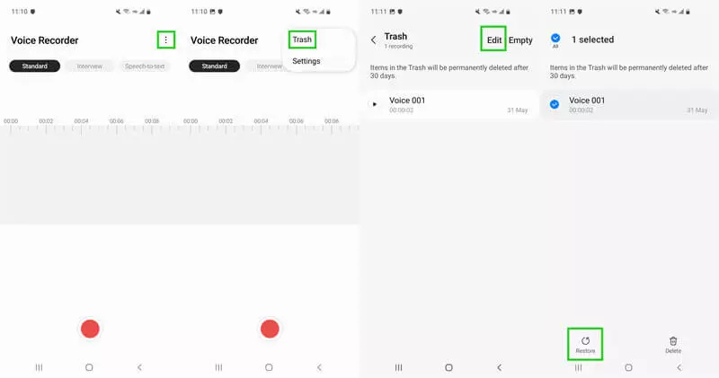 Using Voice Recorder | recover deleted audio files android