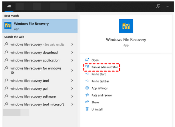 with Windows File Recovery | recover deleted files from recycle bin