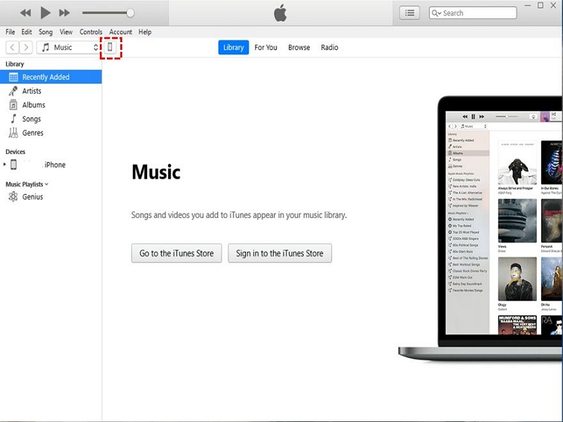 vie iTunes Schritt 2 | Daten von wassergeschädigtem iphone wiederherstellen