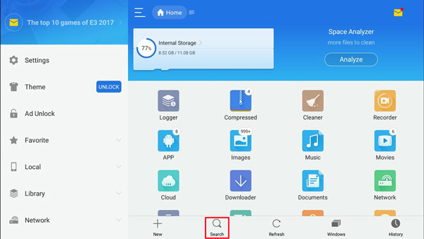 mit ES File Explorer | Wiederherstellung der Kontakte der SIM-Karte