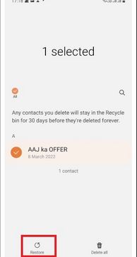 Use Contacts App step 4 | recover deleted phone numbers android