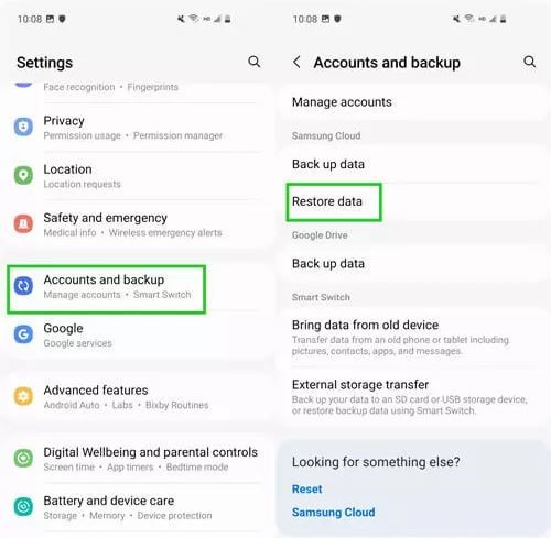 via Samsung Cloud | samsung recover deleted text messages