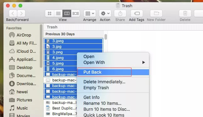 from Trash Bin | recover unsaved excel file mac
