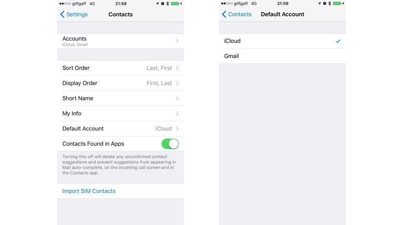 via setting step 1 | recover gmail contacts on iphone