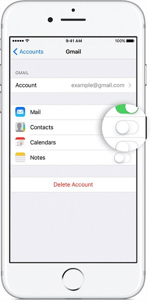 via setting step 3 | recover gmail contacts on iphone