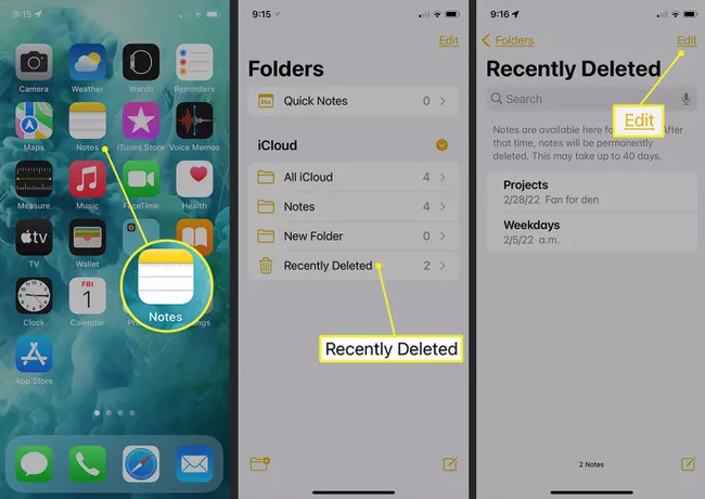 Via Recently Deleted Album step 1 | how to recover deleted notes on iphone