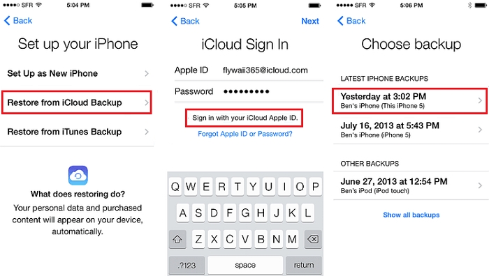 with iCloud Backup step 2 | recover photos from broken iphone
