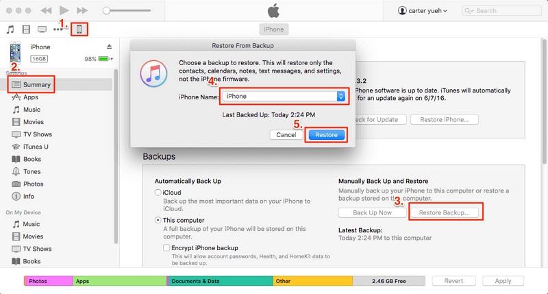 with iTunes Backup | recover photos from broken iphone