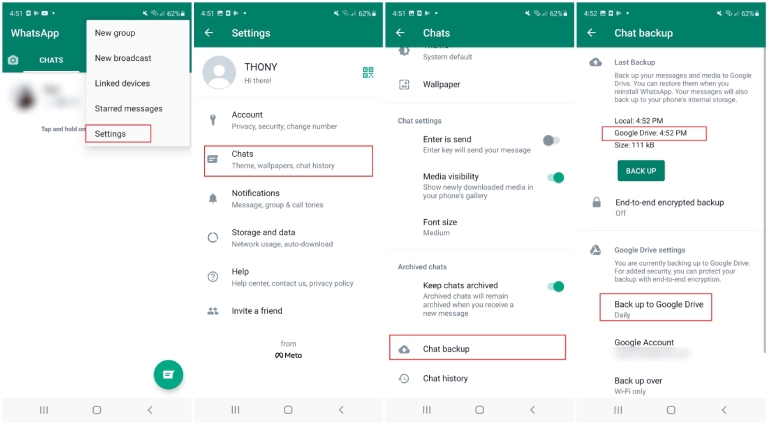 via Google Drive step 3 | retrieve deleted whatsapp call history