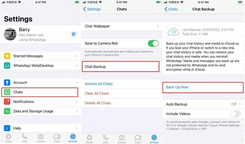 whatsapp backup step 1 | iPhone WhatsApp Data Recovery