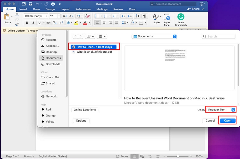 with Word App step 4 | recover unsaved word document mac