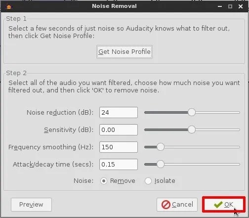 Remove White Noise From Audio Using Audacity step 6