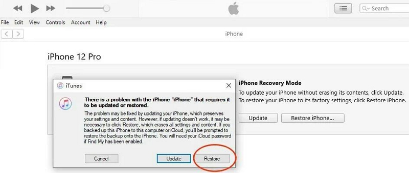 reset iphone with recovery mode step 3 | iphone password recovery