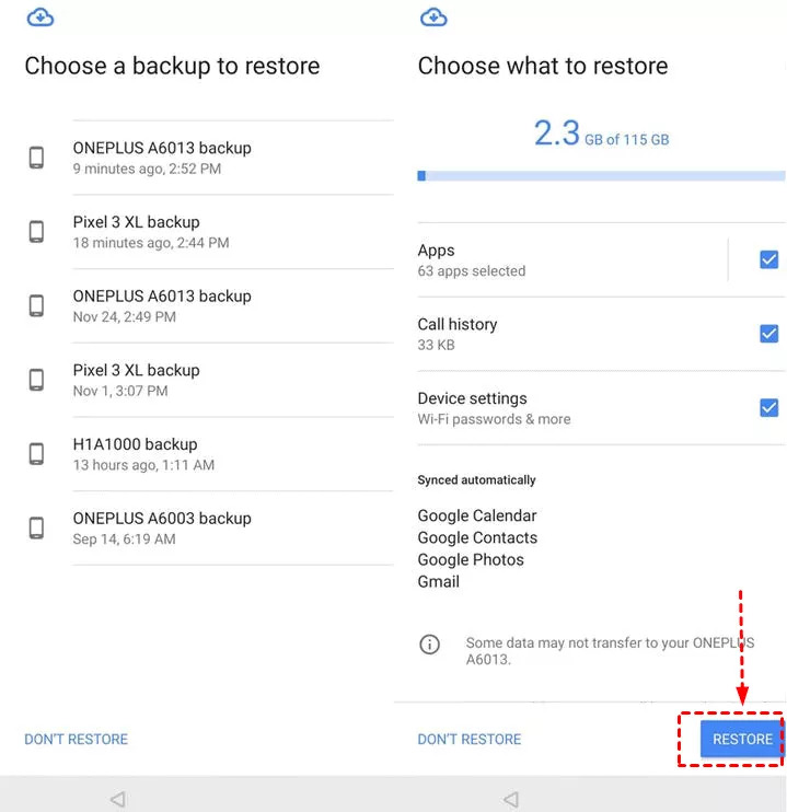 Google ドライブの使用手順 3 | 削除されたサムスンのノートを回復
